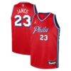 LeBron James Philadelphia 76ers Jordan Brand Youth Swingman Jersey - Red - - Front View