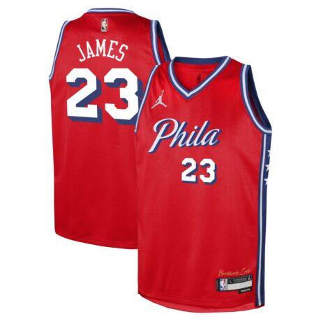 LeBron James Philadelphia 76ers Jordan Brand Youth Swingman Jersey - Red - - Front View