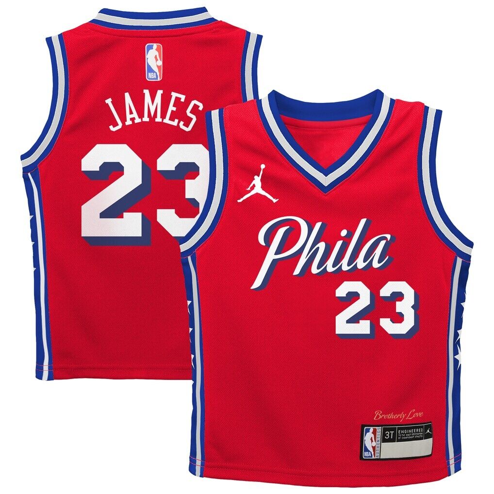 LeBron James Philadelphia 76ers Jordan Brand Preschool Swingman Jersey - Red - Statement Edition