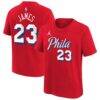 LeBron James Philadelphia 76ers Jordan Brand Youth Statement Name & Number T-Shirt - Red - Front View