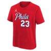 LeBron James Philadelphia 76ers Jordan Brand Youth Statement Name & Number T-Shirt - Red - Side View