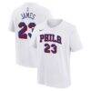LeBron James Philadelphia 76ers Nike Youth Association Name & Number T-Shirt - White - Front View