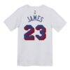 LeBron James Philadelphia 76ers Nike Preschool Association Name & Number T-Shirt - White - Detail View