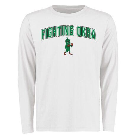 Delta State Statesmen Proud Mascot Long Sleeve TShirt White - White - Front View