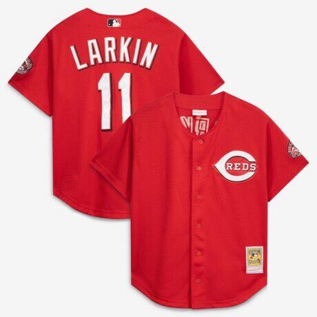 Barry Larkin Cincinnati Reds Mitchell & Ness Throwback Cooperstown Mesh Batting Practice Jersey