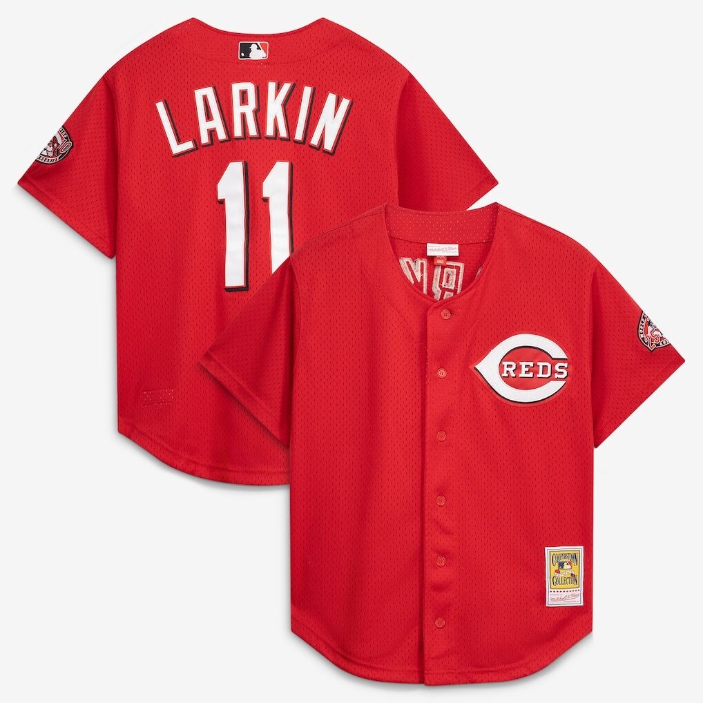 Barry Larkin Cincinnati Reds Mitchell & Ness Throwback Cooperstown Mesh Batting Practice Jersey