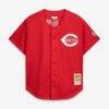 Barry Larkin Cincinnati Reds Mitchell & Ness Throwback Cooperstown Mesh Batting Practice Jersey - Scarlet - Side View