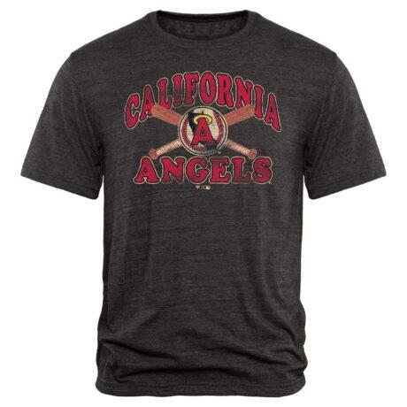 Los Angeles Angels Cooperstown Bats Tri-Blend T-Shirt - Black - Front View