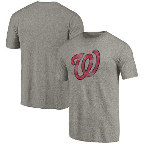 Washington Nationals Distressed Team Tri-Blend T-Shirt - - Front View