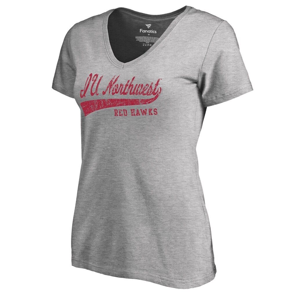 Indiana University Northwest Red Hawks Women's All-American Primary V-Neck T-Shirt - Heather Gray