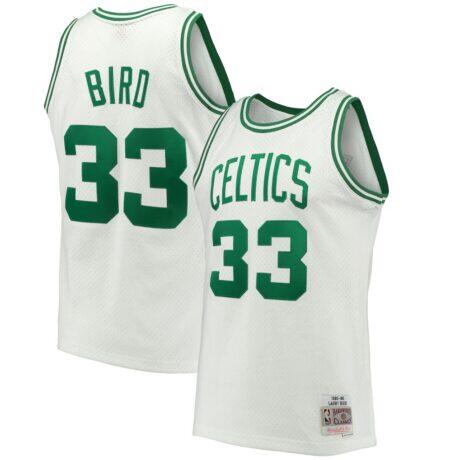 Larry Bird Boston Celtics Mitchell & Ness Hardwood Classics 1985/86 Swingman Jersey - White - Front View