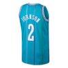 Larry Johnson Charlotte Hornets Mitchell & Ness 1992/93 Hardwood Classics Swingman Jersey - Teal - Detail View