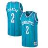 Larry Johnson Charlotte Hornets Mitchell & Ness 1992/93 Hardwood Classics Swingman Jersey - Teal - Front View