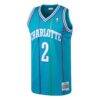 Larry Johnson Charlotte Hornets Mitchell & Ness 1992/93 Hardwood Classics Swingman Jersey - Teal - Side View