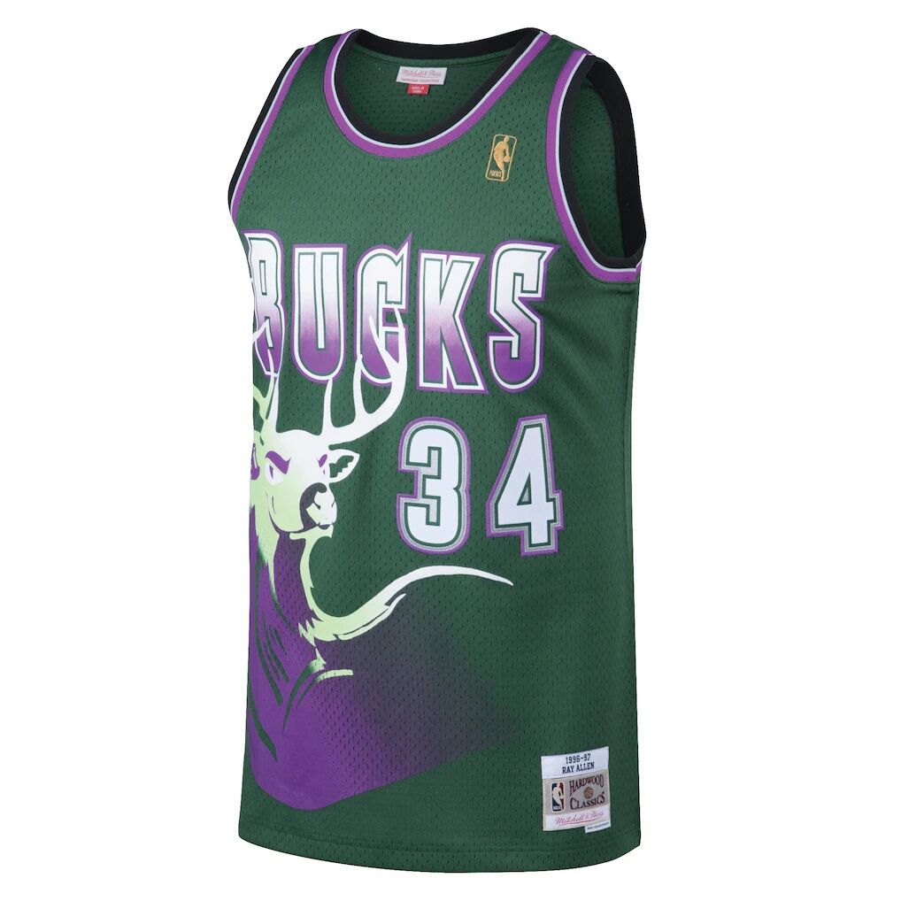 Ray Allen Milwaukee Bucks Mitchell & Ness 1996/97 Hardwood Classics Swingman Jersey - Kelly Green