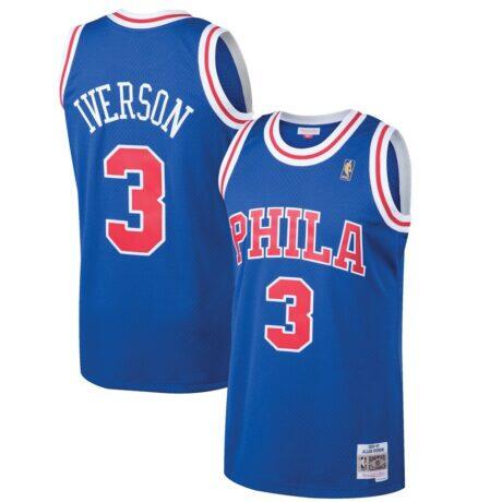 Allen Iverson Philadelphia 76ers Mitchell & Ness 1996/97 Hardwood Classics Swingman Jersey - Royal - Front View