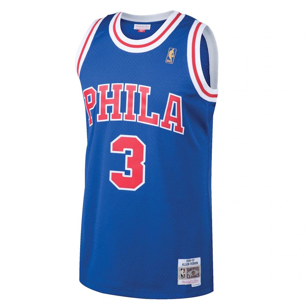 Allen Iverson Philadelphia 76ers Mitchell & Ness 1996/97 Hardwood Classics Swingman Jersey – Royal