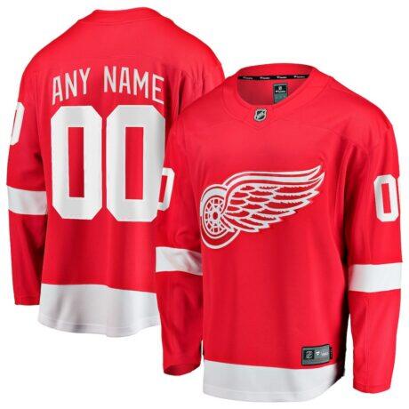 Detroit Red Wings Fashion7 Home Breakaway Custom Jersey - Red - Front View