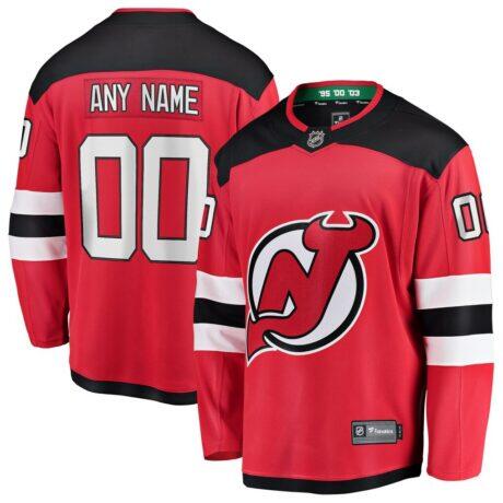 New Jersey Devils Fashion7 Home Breakaway Custom Jersey - Red - Front View