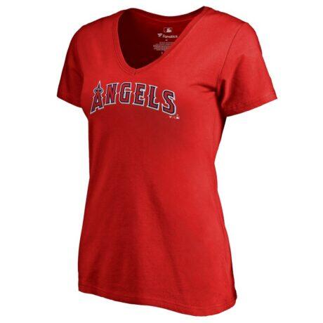 Los Angeles Angels Women's Team Wordmark T-Shirt - Red - Front View