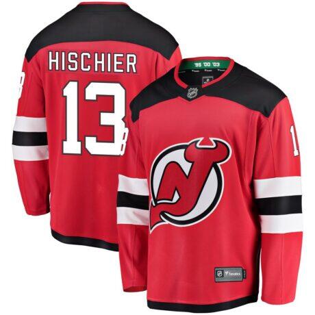Nico Hischier New Jersey Devils Fashion7 Youth Home Breakaway Player Jersey - Red - Front View