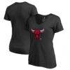 Chicago Bulls Women's Midnight Mascot V-Neck T-Shirt - Black - Back View