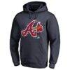 Atlanta Braves Splatter Logo Pullover Hoodie - Navy - Front View