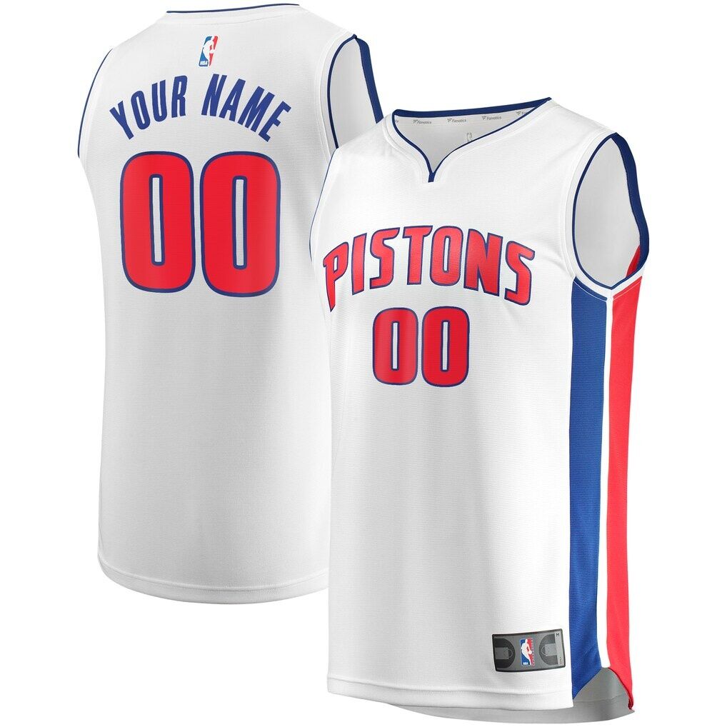 Detroit Pistons Fashion7 Fast Break Custom Replica Jersey White - Association Edition