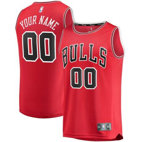Chicago Bulls Fanatics Youth Fast Break Custom Replica Jersey Red - - Front View