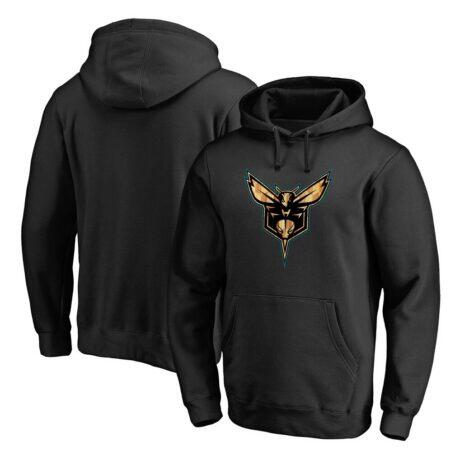 Charlotte Hornets Hardwood Pullover Hoodie - Black - Front View