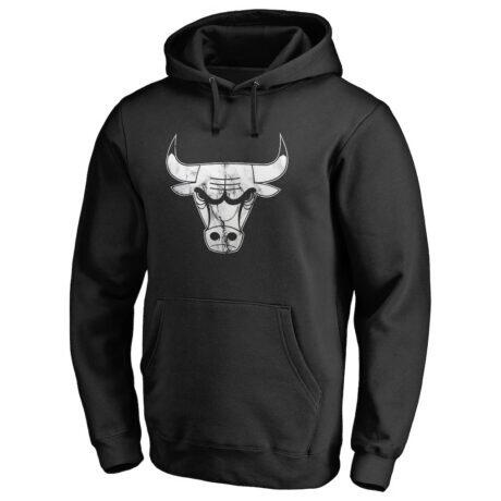 Chicago Bulls Marble Logo Pullover Hoodie - Black - Front View