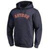 Houston Astros Official Wordmark Fitted Pullover Hoodie - Navy - Front View