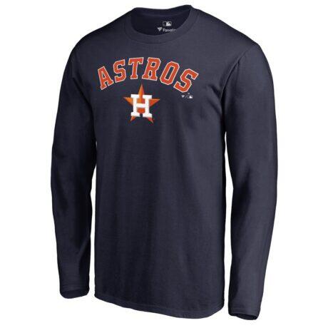 Houston Astros Team Lockup Long Sleeve T-Shirt - Navy - Front View