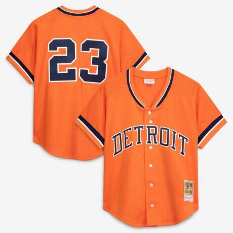 Kirk Gibson Detroit Tigers Mitchell & Ness Cooperstown Collection Mesh Batting Practice Button-Up Jersey - Orange - Front View