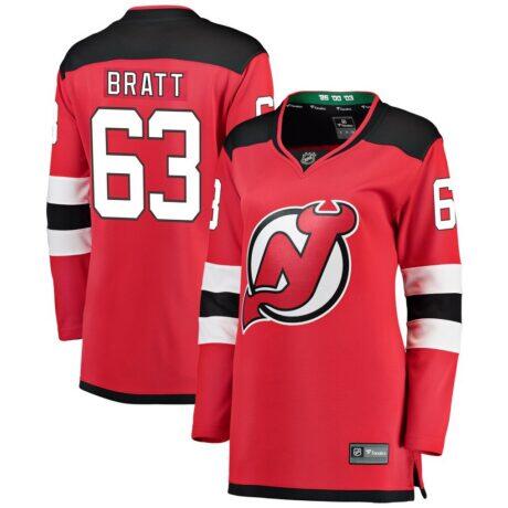 Jesper Bratt New Jersey Devils Fashion7 Women's Home Breakaway Player Jersey - Red - Front View