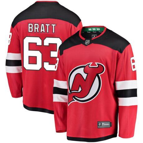 Jesper Bratt New Jersey Devils Fashion7 Home Breakaway Player Jersey - Red - Front View