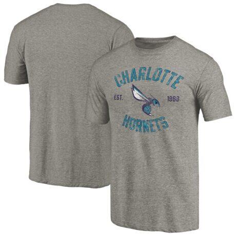 Charlotte Hornets Team Heritage Tri-Blend T-Shirt - Gray - Front View