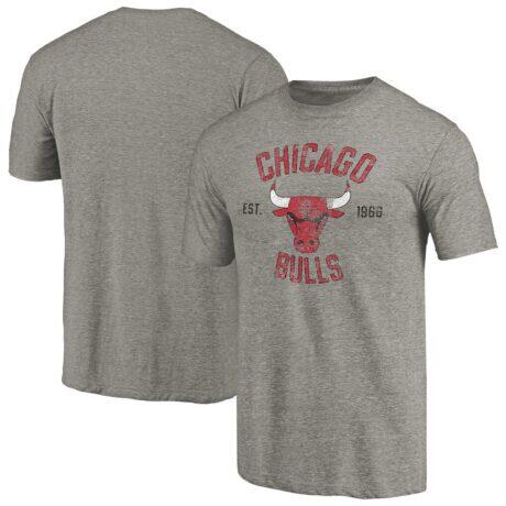 Chicago Bulls Team Heritage Tri-Blend T-Shirt - Gray - Front View