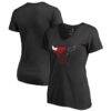 Chicago Bulls Women's X-Ray Slim Fit V-Neck T-Shirt - Black - Back View