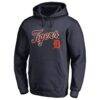 Detroit Tigers Team Lockup Fitted Pullover Hoodie - Navy - Front View