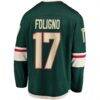 Marcus Foligno Minnesota Wild Fashion7 Breakaway Jersey - Green - Detail View