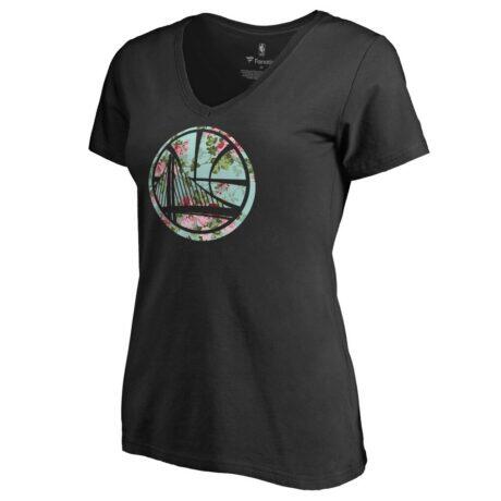 Golden State Warriors Lovely V-Neck T-Shirt - Black - Front View