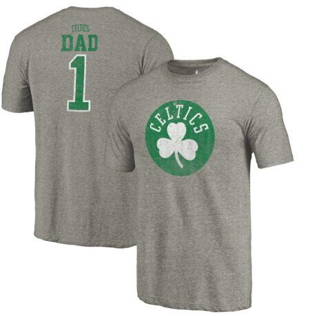 Boston Celtics Greatest Dad Tri-Blend T-Shirt - Gray - Front View