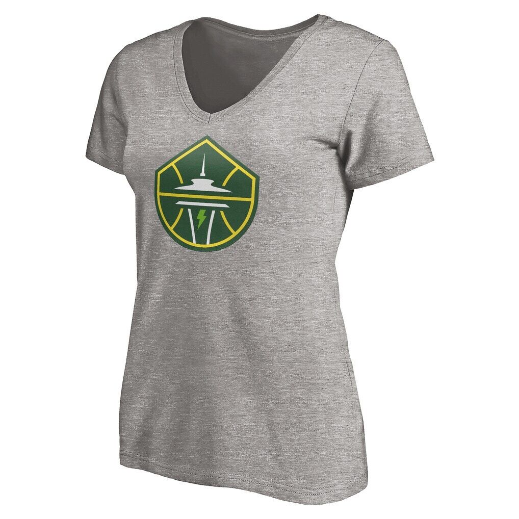 Seattle Storm Women's Primary Logo V-Neck T-Shirt - Heathered Gray