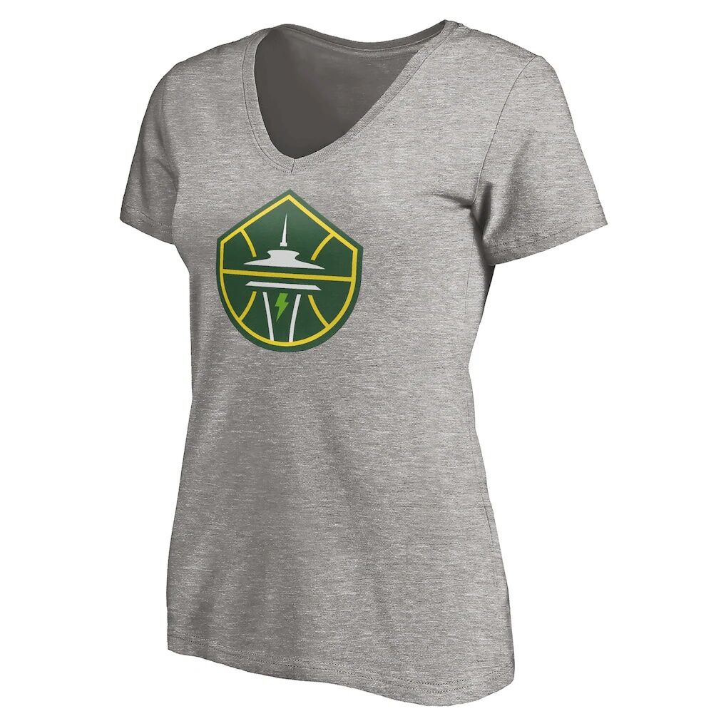 Seattle Storm Women's Primary Logo V-Neck T-Shirt - Heathered Gray