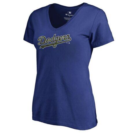 Los Angeles Dodgers Women's Armed Forces Wordmark T-Shirt - - Front View