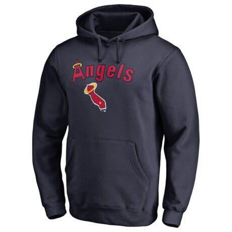 Los Angeles Angels Vintage Cooperstown Collection Wahconah Fitted Pullover Hoodie - Navy - Front View