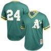Rickey Henderson Athletics Mitchell & Ness Cooperstown Collection Big & Tall Mesh Batting Practice Jersey - Green - Front View