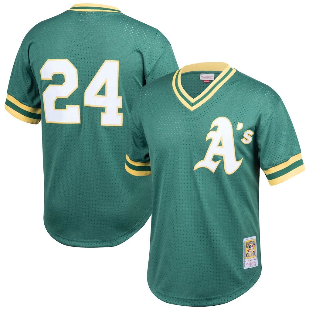Rickey Henderson Athletics Mitchell & Ness Cooperstown Collection Big & Tall Mesh Batting Practice Jersey