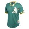 Rickey Henderson Athletics Mitchell & Ness Cooperstown Collection Big & Tall Mesh Batting Practice Jersey - Green - Side View